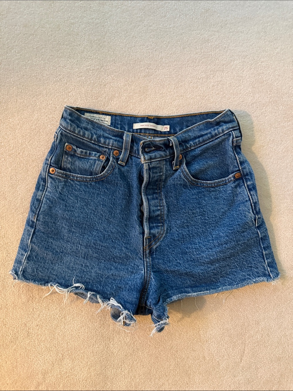 Levi’s Ribcage High-Rise Denim Jean Shorts - Blue